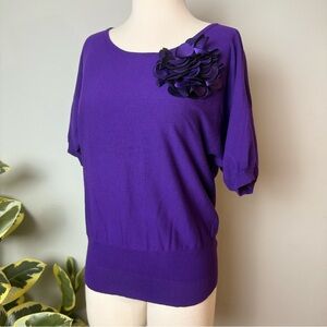 Cable & Gauge Purple Blouse with Floral Detail